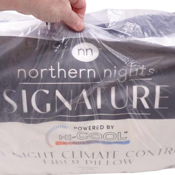 NIP Northern Nights Signature Hi-cool Fiber Pillow OS White Jumbo 100% Cotton - Picture 2 of 5